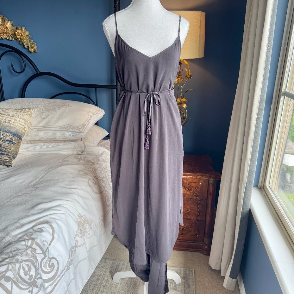 Calypso St. Barth Grey Silk Dress Illusion Jumpsuit